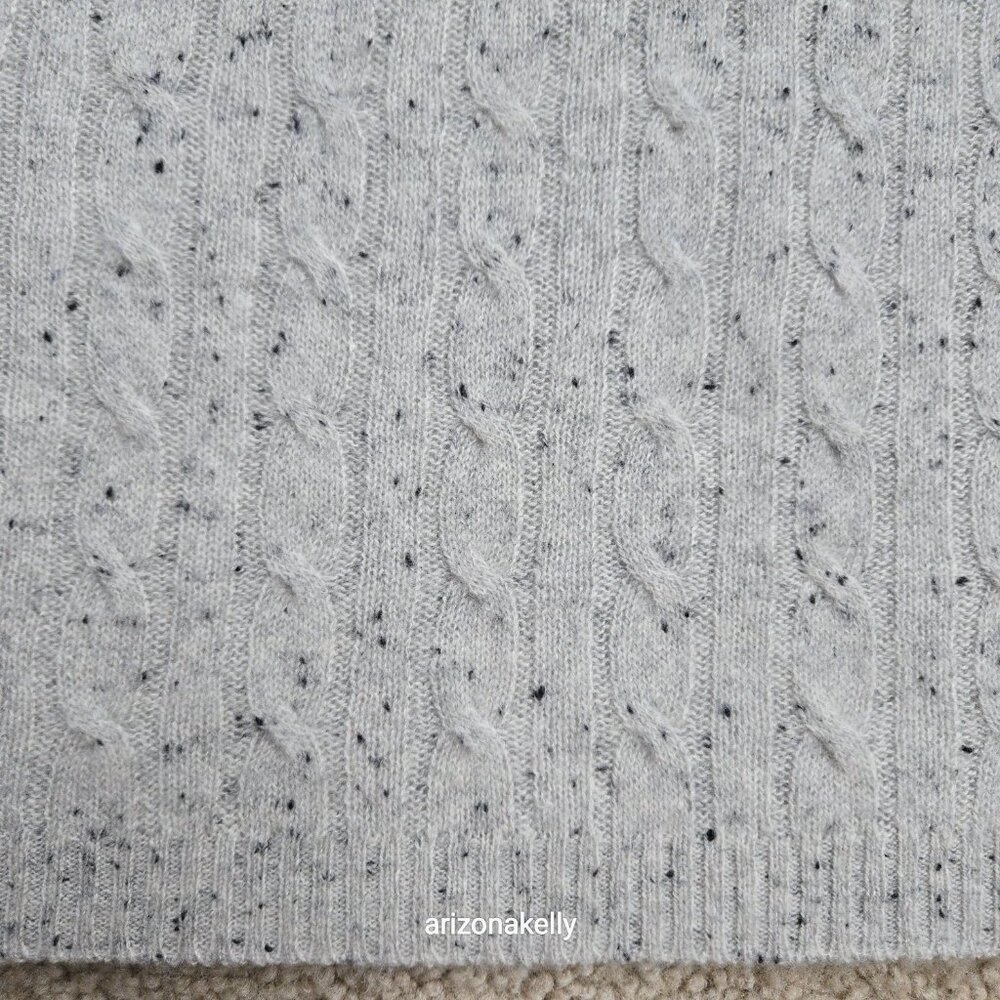 Speckled Cashmere Cable Knit Creme Oversized Scarf - Picture 6 of 13